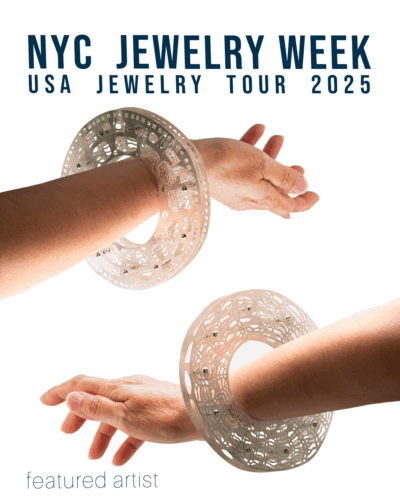 NYC Jewelry Week. USA Jewelry Tour 2025 featured artist CIPI and PICCI bracelets in low tarnish sterling silver and stainless steel on arms