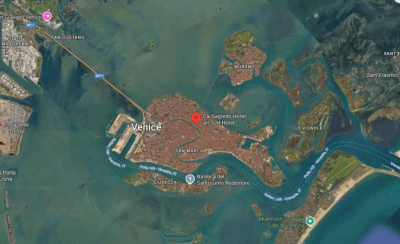 google map satellite view of Venice Italy
