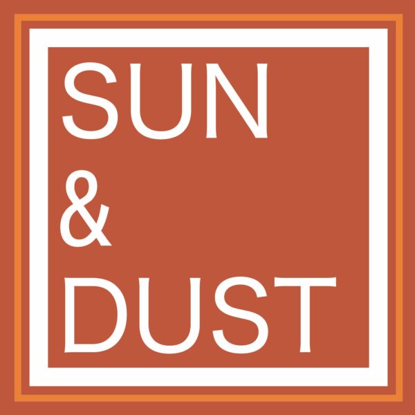 "SUN & DUST" gallery logo, Canyon Rd, Santa Fe, New Mexico, USA